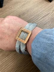 925 ITALY STERLING SILVER MESH BRACELET W/ROSE GOLD PLATED BUCKLE ACCENT